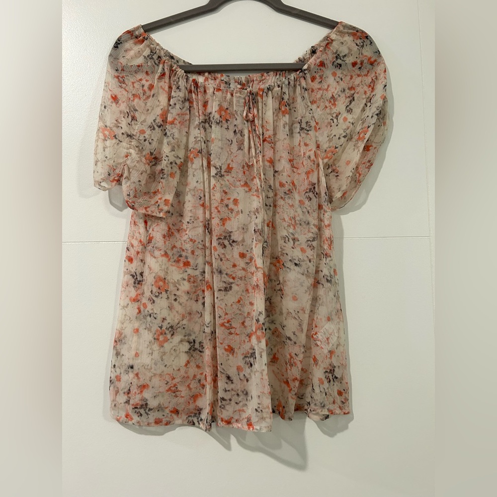 Wrenna Water Color Floral Print Top in Smokey